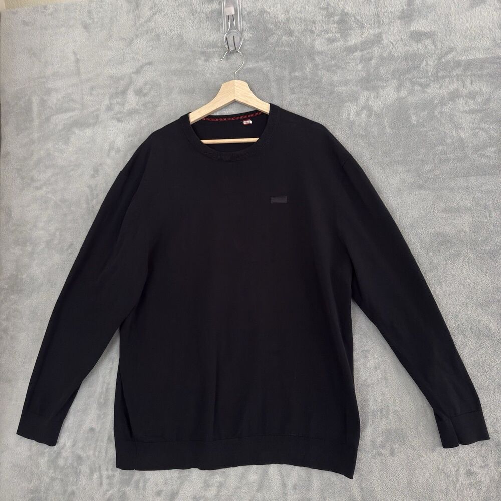 HUGO BOSS Sweater Mens XXL Black Crewneck Knit Pullover Long Sleeve